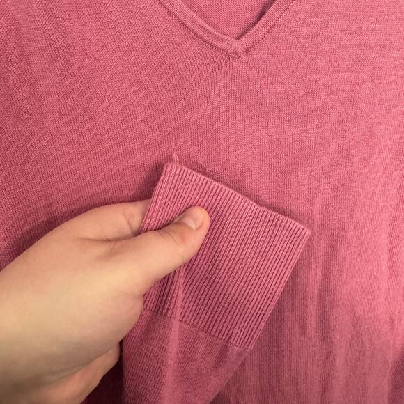J. Jill Silk & Cotton Muted Pink Pullover Sweater V-Neck Size Medium 55% Silk - Picture 3 of 6